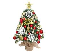 MEIVINES Small Christmas Tree 60cm Small Xmas Tree With Lights Small Predecorated Christmas Tree With Hanging Ornaments And a Star Treetop For Home Office Dining Table Decor