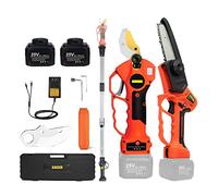 MEIVIYA Portable Electric Pruner 25V Cordless Pruner 40mm Electric Pruning Shear With Reach Extension Pole Electric 5Inch Chain Saw Bonsai Pruning Branch Cutter(Shears Saw Pole)