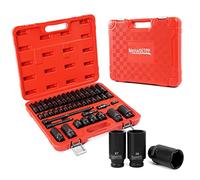 Meiwaltee 1/2 Drive Metric Impact Socket Set | Metric Sizes 8 to 32mm| 43 Piece Deep and Shallow Assortment | High Strength Chrome Molybdenum Steel | Extension Bars | Universal Joint and Adapter