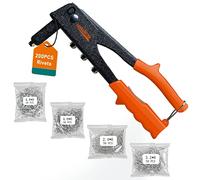 Meiwaltee Rivet Gun with 200 Blind Rivets, 4 Interchangeable Nosepieces 2.4MM-3.2MM-4.0MM-4.8MM, Pop Rivet Gun Suitable for Metal Work, Automotive and Other Common DIY Projects