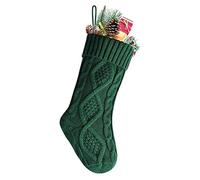 Meiwash Christmas Stockings Cable Knitted Stocking Unique Burgundy Knit Large Size Personalised Gift Bag for Xmas Tree Decorations (Green, 46cm)