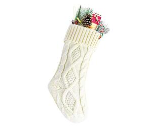 Meiwash Christmas Stockings Cable Knitted Stocking Unique Burgundy Knit Large Size Personalised Gift Bag for Xmas Tree Decorations (White, 37cm)