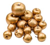 Meiwlong 15Pcs Artificial Apples Fake Fruits Foam Plastic Apple Decorations Faux Simulation Apples Decor Home House Party Kitchen Photography Prop Wedding Decoration-Gold