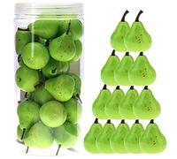 Meiwlong 27 PCS Fake Lifelike Green Pears Artificial Realistic Mini Photography Props Decoration Festival Faux Plastic Model Ornament Home Party Halloween