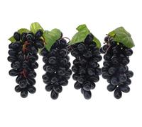 Meiwlong 4 Bunches Artificial Plastic Fake Black Grapes with Vines Garland Decoration Winery Farmhouse Table Fruit Model Handmade Photography Props