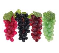 Meiwlong 4 Bunches Mixed Colors Set Artificial Fake Plastic Grapes Rubber Halloween Decoration Farmhouse Table Kitchen Party Garden Home Cabinet Props