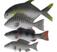 Meiwlong 4 Pack Artificial Fake Fish Set Realistic Simulation Food Pomfret Model Lifelike Display Market Shop Restaurant Aquarium Teaching Aid Decor