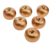 Meiwlong 6 PCS Artificial Golden Apples Fake Plastic Fruits Props Decoration Home Party Faux Lifelike Food Model Ornament Holiday Kitchen