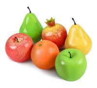 Meiwlong 6Psc Artificial Fruits Pack,Fake Fruits for Home Decor,Simulation Fruit Set,Faux Fruits Set for Party Chirstmas Decortion,Fake Apples,Pear,Pomegranate Fruit Modle for Photoshoot