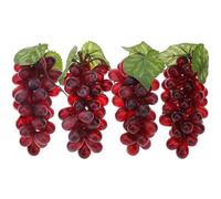 Meiwlong Artificial Grapes Fake Plastic Fruit Dark Red Grapes String Model Decoration Wedding Party Garden Fruit Plate Sketches Props-4 Bunches
