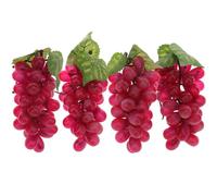 Meiwlong Red Grapes Fake Decoration Artificial Plastic Grapes With Fake Leaves Kitchen Cabinet Home Party Sets Handmade Decoration Props-4 Bunches