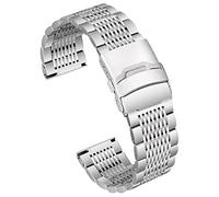Meixao Smart Watch Strap Metal Replacement Band,Highly Polished Solid Premium Stainless Steel Mesh Watch Strap for Men Women (20mm, Silver)