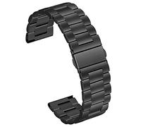 Meixao Smart Watch Strap, Metal Straps for Mens, Women, Highly Polished Premium Stainless Steel Watch Band (16mm, Black)
