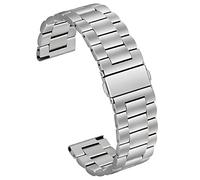 Meixao Smart Watch Strap, Metal Straps for Mens, Women, Highly Polished Premium Stainless Steel Watch Band (16mm, Silver)