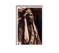 MEIXI MOBILE Canvas Poster Wall ArtChief Raven Blanket Native Print Wall Art Indigenous Americans Contemporary Living Room Bedroom Office Modern Art Deco 12x18inch wood Frame