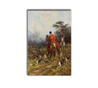 MEIXI MOBILE Canvas Wall PicturesHeywood Hardy Horses And Hounds 1906 Victorian Fox Hunt Bedroom Kitchen Office Home Wall Decor 8x12inch wood Frame