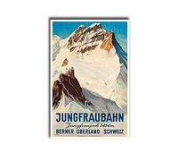 MEIXI MOBILE Wall Art PrintsJungfraubahn Bernese Oberland Switzerland Vintage Ski Poster Kitchen Dining Room Wall Decor 20x30inch-without Frame
