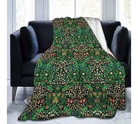 Meiya-Design Fleece Blanket 50" x 60"- William Morris Jacobean Floral Black Background Home Flannel Fleece Soft Warm Plush Throw Blanket for Bed/Couch/Sofa/Office/Camping