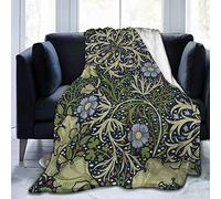 Meiya-Design Fleece Blanket 50" x 60"- William Morris Seaweed Pattern Home Flannel Fleece Soft Warm Plush Throw Blanket for Bed/Couch/Sofa/Office/Camping