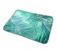 Meiya-Design Palm Leaf Print, Turquoise, Teal And Light Aqua Bath Rug Door Mat, Soft and Absorbent Bathroom Mat, Anti-Slip and Plush Bath Mat for Bathroom, Living Room and Laundry Room 15.7"x23.6"