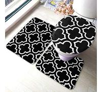 Meiya Design Trellis Pattern Bath Rug Set (3 Piece) - Soft Shower Mats & Toilet Lid Cover - Perfect Luxury and Comfort