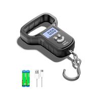 MEIYA Fish Scale/Fishing Scale: Dual Power (Battery/Rechargeable), Extra Wide Handle, Backlit LCD Display, Includes 2 AAA Batteries&USB-C Charging Cable, Fishing Gifts for Men (Black)