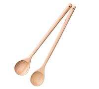 Meiyahome 13inch 33cm 2Pcs Cooking Long Wooden Spoon, Long Handle Wooden Spoon Wooden Kitchen Utensils Wood Stirring Wood Soup Cooking Mixing Natural Schima superba Cookware,Burlywood (2), LS1333A