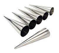 MEIYAHOME 6pcs Baking Cones 12CM 4.7inch Stainless Steel Spiral Croissant Tubes Horn Bread Pastry Making Cake Mold Cookie Dessert Baking Tool (conical 4.7inch/12cm)