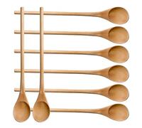 Meiyahome 8inch Round Handle Long Wooden Spoon,Coffee Spoon Long Handle Stirring Spoon,Handmade Schima superba Wood Material for Fruit Tea Mixing in The Kitchen (8Pcs)
