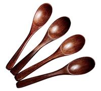MEIYAHOME Brown Wood Spoon 6inch 15cm Natural Nanmu,Small Soup Spoons,Serving Spoons,Wooden Teaspoon for Coffee Tea Honey Dessert Cooking Mixing for Daily Use Wooden Kitchen Utensil (4 Pcs)