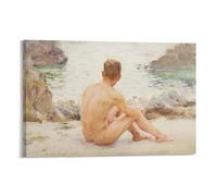 MEIYAN Charlie Seated on The Sand Henry Scott Tuke Painter Poster Canvas Poster Wall Art Picture Prints Hanging Photo Decor Home Posters Artworks 08x12inch(20x30cm)