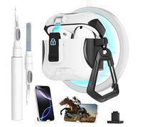 Meiyasy for AirPods 4 Case with Secure Lock Clip and Phone Stand, Protective Cover Compatible with Magsafe with Cleaning Kit and Keychain for Apple AirPod 4 Generation 2024(White)