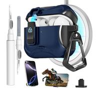 Meiyasy for AirPods Pro 3 Case with Secure Lock Clip and Phone Stand, Protective Cover Compatible with Magsafe with Cleaning Kit and Keychain for Apple AirPod Pro 3 Generation 2025(Blue)