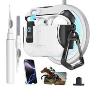 Meiyasy for AirPods Pro 3 Case with Secure Lock Clip and Phone Stand, Protective Cover Compatible with Magsafe with Cleaning Kit and Keychain for Apple AirPod Pro 3 Generation 2025(White)