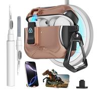 Meiyasy for AirPods Pro 3 Case with Secure Lock Clip and Phone Stand, Protective Cover Compatible with Magsafe with Cleaning Kit and Keychain for Apple AirPod Pro 3 Generation 2025(Golden)