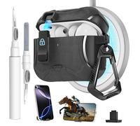 Meiyasy for AirPods Pro 3 Case with Secure Lock Clip and Phone Stand, Protective Cover Compatible with Magsafe with Cleaning Kit and Keychain for Apple AirPod Pro 3 Generation 2025(Sand Stone Grey)