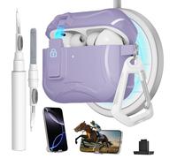 Meiyasy for AirPods Pro 3 Case with Secure Lock Clip and Phone Stand, Protective Cover Compatible with Magsafe with Cleaning Kit and Keychain for Apple AirPod Pro 3 Generation 2025(Light Purple)
