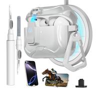 Meiyasy for AirPods Pro 3 Case with Secure Lock Clip and Phone Stand, Protective Cover Compatible with Magsafe with Cleaning Kit and Keychain for Apple AirPod Pro 3 Generation 2025(Silvery)