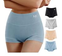 MEIYATING Boy Shorts Underwear for Women High Waisted Cotton Panties Stretch Briefs 4 Pack…, Multicolored-b-4 Pack, 5XL