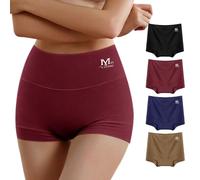MEIYATING Boy Shorts Underwear for Women High Waisted Cotton Panties Stretch Briefs 4 Pack Plus Size, Dark Color-4p, 5XL