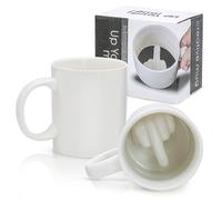MEIYAXINWIN Up Yours Mug，Funny Middle Finger Ceramic Coffee Cup, Hilarious Novelty Gift for April Fool's Day，Christmas, Halloween, and Birthday, 240223