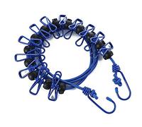 Meiyea 1 Pack Portable Travel Clothesline - Retractable Washing Line with 12 Wire Clips and Non-Slip Buckle, Adjustable Windproof Rope for Camping, Laundry Drying - Blue