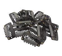 Meiyea 20 Pcs 32mm Metal Snap Clips for Hair Extensions - Dark Brown Weft Clips, Invisible Fasteners for Sew-In Wefts, Keratin Tips & Ponytail Holders