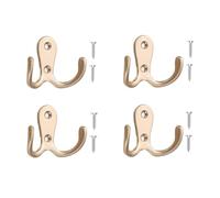 Meiyea 4 Pcs Double Forked Robe Hooks,Wall Mounted Clothes Hanger,Suitable for Vintage Metal Hangers in Bathrooms and Bedrooms,with 8 Screws-Rose Gold
