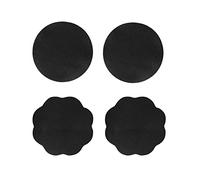 Meiyea Invisible Bra Nipple Covers - Reusable Silicone Petals with Adhesive, Soft Cloth Nipple Stickers for Backless Dresses, Round and Flower Breast Covers-Black