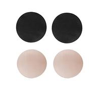 Meiyea Nipple Covers Reusable Invisible Bra, Reusable Cloth Nipple Cover Silicone Self Adhesive Petals Breast Nipple Stickers Round/Flower-2 Pairs Round£¨Black+Beige£©
