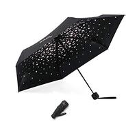 Meiyijia Compact and Foldable Umbrella, UV Protection, Portable Voy, Mini Lady Umbrella - Manual Switch - Black - Cherry Blossom Pattern - Unfold 90cm, 90cm