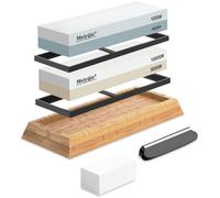 Meiyijia - Sharpening Stone, Premium Whetstone Waterstone Knife Sharpener Kit, Non-Slip Bamboo Base,2 Side Grit