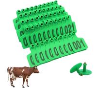 MEIYIYA Ear Tags for Cattle, 001-100-200-300-400-500-600-700-800-900-1000 numbers Plastic Livestock Ear tag, Cow Ear Tags for Personalized Marking Animal tag Green 001-100
