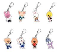 MeiYiYou 8PCS Stray-K Keychains Cute Cartoon Keychain Acrylic Keyring for Fans(Purple)